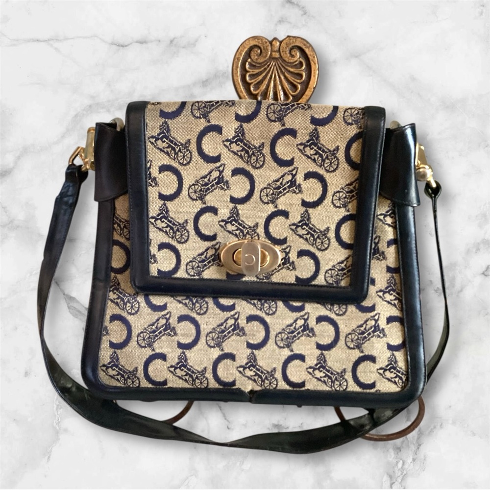 Celine Navy and Tan Crossbody Bag with Elegant Design - Picture 2 of 7
